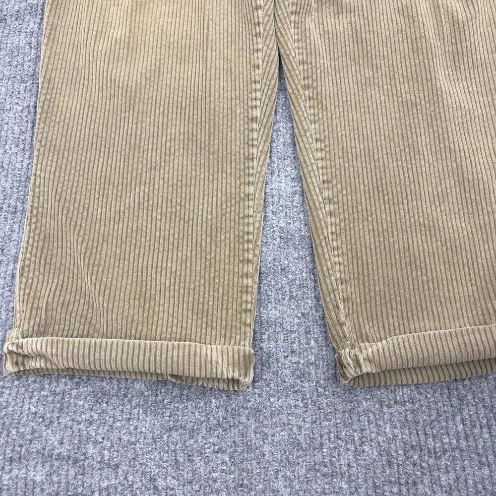 Trilogy Corduroy Pants Mens 34x30 Khaki Cotton Wide Wale Pleated Baggy 90s Style - Picture 2 of 7